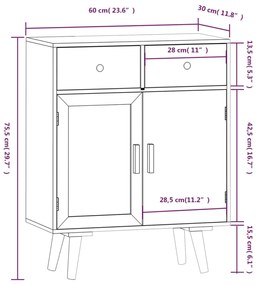 Credenza con Cassetti 60x30x75,5 cm in Legno Multistrato