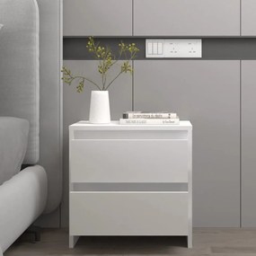 Comodino Bianco 45x34,5x44,5 Cm İn Legno Ingegnerizzato /