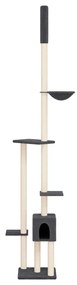 Albero per gatti pavimento soffitto grigio scuro 258,5-284,5 cm