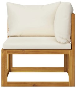 Set divani da giardino 9 pz con cuscini crema legno di acacia