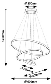 Rabalux 72346 - Lampadario a sospensione dimmerabile a cavo BELIZA LED/90W/230V 3000-6500K+telecomando
