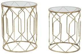 Set di 2 tavoli contenitori rotondi con piano in vetro ø 42 cm Tunisi - Mauro Ferretti