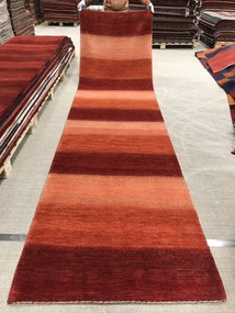 Loribaft Tappeto 390 x 100 Rosso (Iran) Annodato A Mano