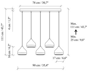 Lampadario a sospensione su cavo YILDO 5xE27/40W/230V bianco/oro