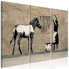 Quadro Banksy Washing Zebra on Concrete (3 Parts)