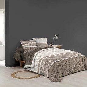 Set copripiumino e federa marrone in cotone per letto matrimoniale ed esteso con lenzuolo incluso/6 pezzi 240x220 cm Pacha – douceur d'intérieur