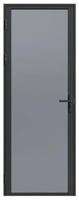 Blocco porta reversibile in alluminio e vetro temperato fumé H204 x L83 cm Nero - LOXTON