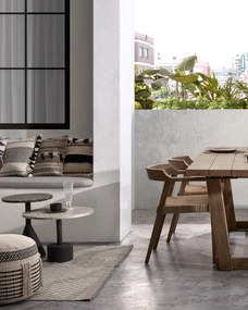 Kave Home - Tavolino Delano in terrazzo grigio e gambe in acciaio finitura nera Ã˜ 55 cm