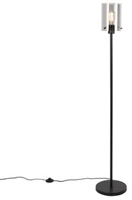Lampada da terra di design nera con vetro fumé - Dome