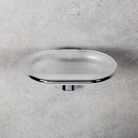 Colombo Luna B0101 Porta Sapone a Parete in Vetro Acidato Naturale cromo