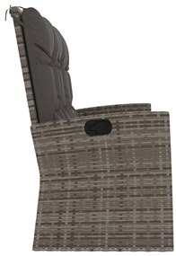 Panca giardino reclinabile con cuscini 173cm polyrattan grigio