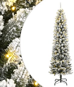 Albero Di Natale Artificiale Con 300 Led E Neve Floccata 240 Cm /