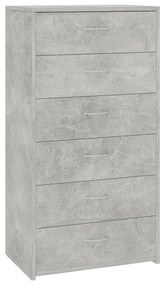 Credenza con 6 cassetti grigio cemento 50x34x96cm in truciolato