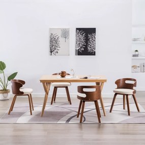 Sedie Da Pranzo 4 Pz İn Legno Curvato E Similpelle Crema /