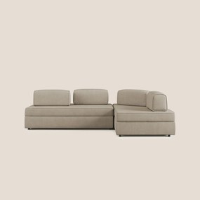 Liberty divano angolare con pouf estraibile e schienali movibili in tessuto morbido impermeabile T02