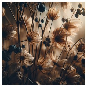 Quadro su tela – Fiori di prato in luce marrone
