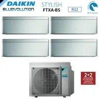 Climatizzatore Condizionatore Daikin Bluevolution Quadri Split Inverter serie STYLISH TOTAL SILVER FTXA-BS 9+12+12+12 con 4MXM80N R-32 Wi-Fi Integrato 9000+12000+12000+12000 colore GRIGIO Garanzia Italiana- Novit 2020