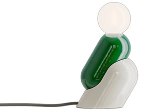 Lampada Da Scrivania Decò Tata Ceramica Verde Bali E Crema 1 Luce E14