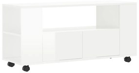 Mobile porta tv bianco lucido 102x34,5x43 cm legno multistrato