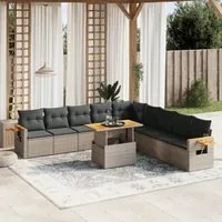 Set Divani da Giardino 11 pz con Cuscini in Polyrattan Grigio 3273706