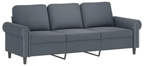 Set di divani 3 pz con cuscini grigio scuro in velluto