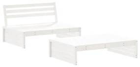 Set divani da giardino 2pz con cuscini in legno massello bianco