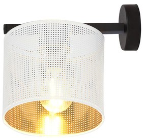 Applique Industrial 1 Luce Cigno In Acciaio Bianco E Paralume A Cilindro Oro