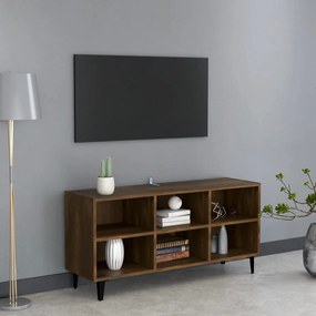 Mobile TV con Gambe in Metallo Rovere Marrone 103,5x30x50 cm