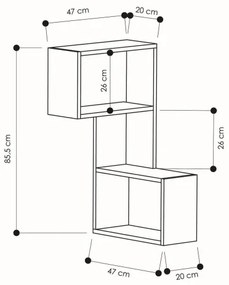 Mensola angolare PART 85,5x47 cm bianca