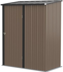 Casetta Box da Giardino 161,5x94,5x196 cm Porta Attrezzi con Catenaccio in Acciaio Marrone...