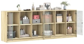 Libreria con ante rovere sonoma 204x37x75 cm legno multistrato