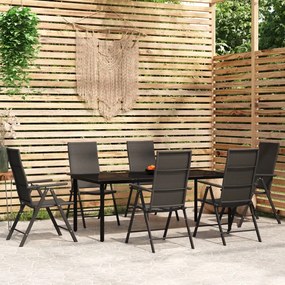 Set mobili da pranzo per giardino 7 pz nero