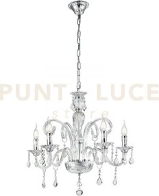 Lampadario cristallo trasparente 5 luci attacco e14 66x135cm