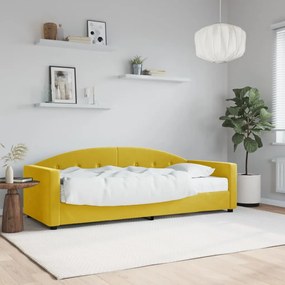 Divano letto con materasso giallo 80x200 cm in velluto
