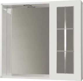 Specchiera contenitore con anta inglesina e luce Led Bianco Lucido 68 cm