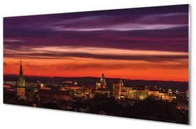 Quadro in vetro Cracovia notte panoramica 100x50 cm