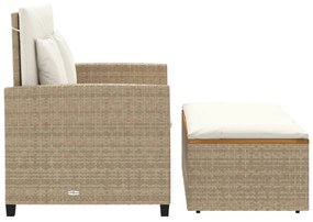 Divano Giardino con Cuscini 2 Posti Beige Polyrattan e Acacia