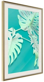 Poster  Teal Monstera  Cornice Quadri Cornice d'oro con passe-partout, Larghezza x Altezza Home decor 20x30