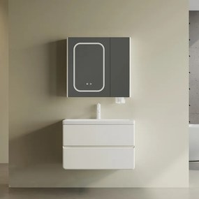 Mobile bagno 80 cm color bianco crema lavabo integrato | KAM-SM80 - KAMALU