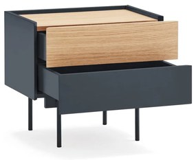 comodino in rovere decorato in colore antracite-naturale Otto - Teulat