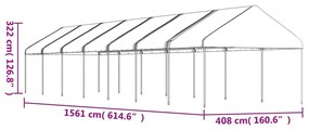 Gazebo con Tetto Bianco 15,61x4,08x3,22 m in Polietilene