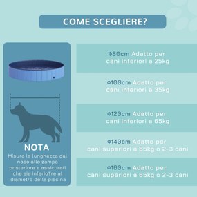 Piscina Pieghevole per Cani in PVC Azzurro Ø160x30h cm...