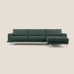 Dorian divano moderno angolare con penisola in tessuto morbido antimacchia T05 collezione Autunno verde 288 cm Destro