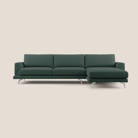 Dorian divano moderno angolare con penisola in tessuto morbido antimacchia T05 verde 268 cm Sinistro