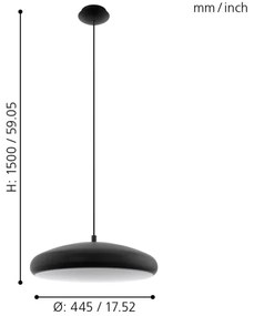 Eglo 33328 - LED RGBW Lampadario dimmerabile a sospensione con filo RIODEVA-C LED/27W/230V nero