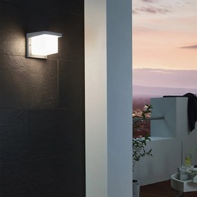 Applique Esterno Moderna Desella 1 Alluminio Grigio Policarbonato Bianco Led