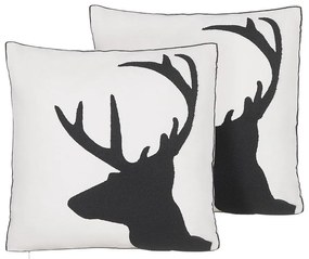Set di 2 cuscini decorativi con renne 45 x 45 cm nero e bianco SHADRACK Beliani