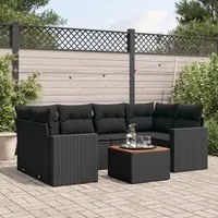 Set Divani da Giardino con Cuscini 7pz Nero Polyrattancod mxl 113138