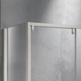 Kamalu - Cabina doccia 90x120 scorrevole con lato fisso 90 cm finitura acciaio spazzolato | KSA5000AS