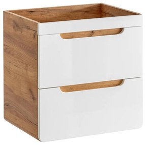 Mobile sotto lavabo sospeso colore naturale e bianco - 60 cm - ARUBA